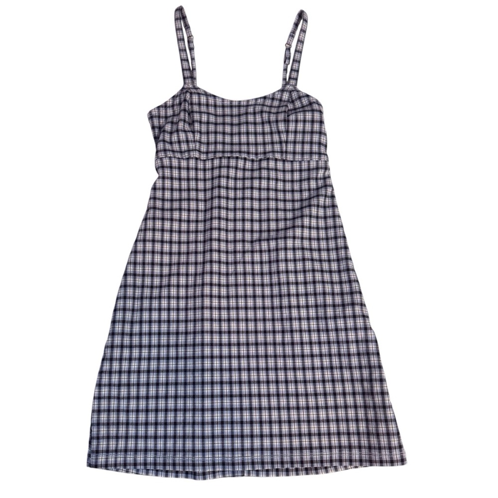 Hollister X-Small Blue Plaid Mini Dress Sleeveless Advanced Stretch 90s Style
